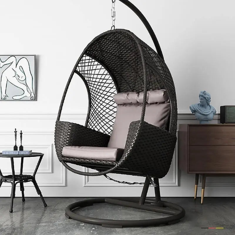 Cottle Rattan Garden Hanging Egg Chair with Stand, Indoor/ Outdoor Furniture Luxepalace.co.uk