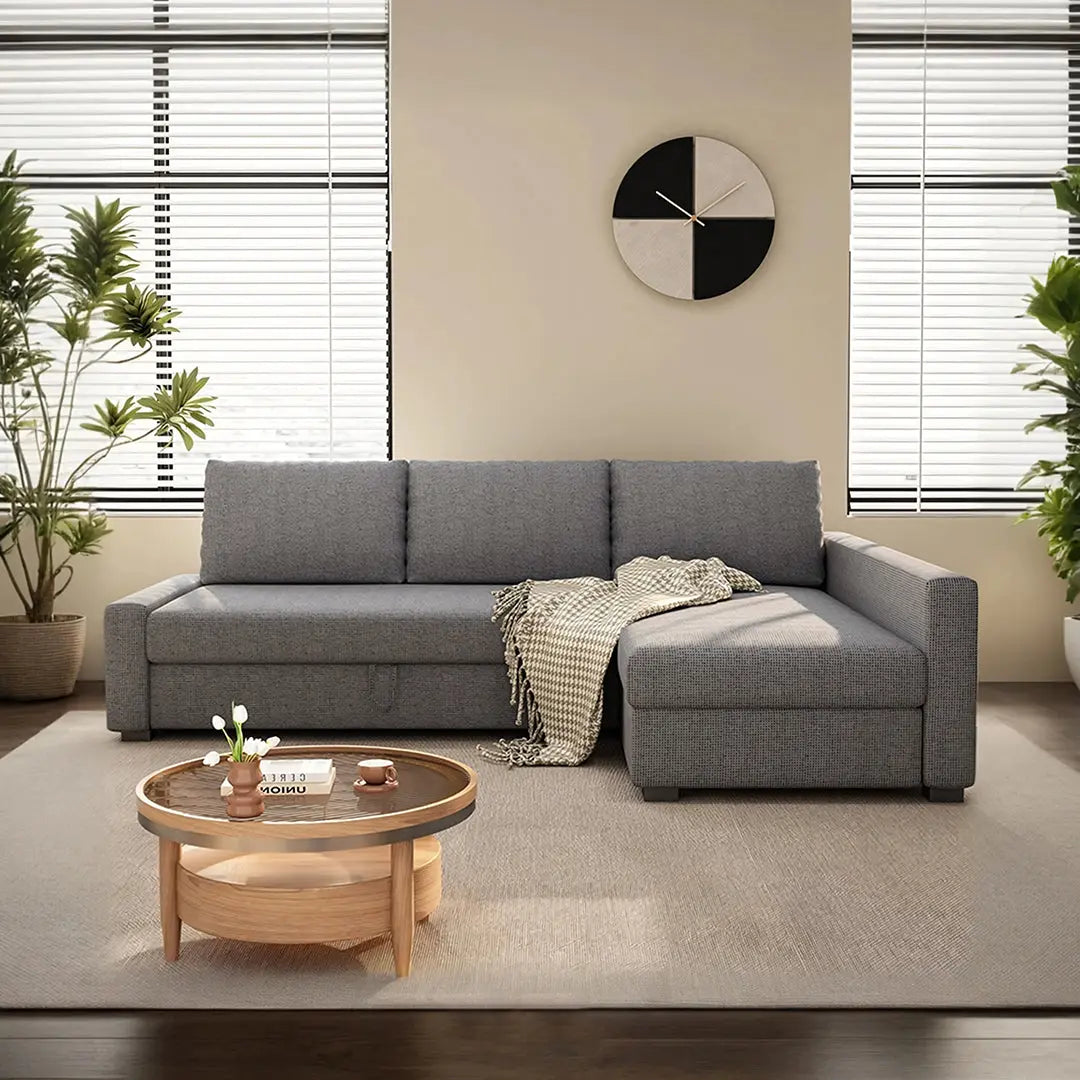 Edwards Three Seater Corner Sofa Bed With Storage, Linen Luxepalace.co.uk