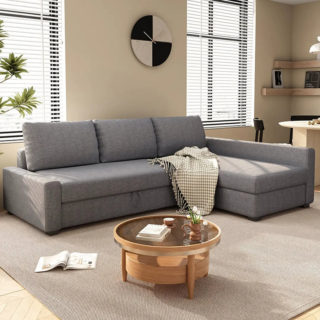 Edwards Three Seater Corner Sofa Bed With Storage, Linen Luxepalace.co.uk