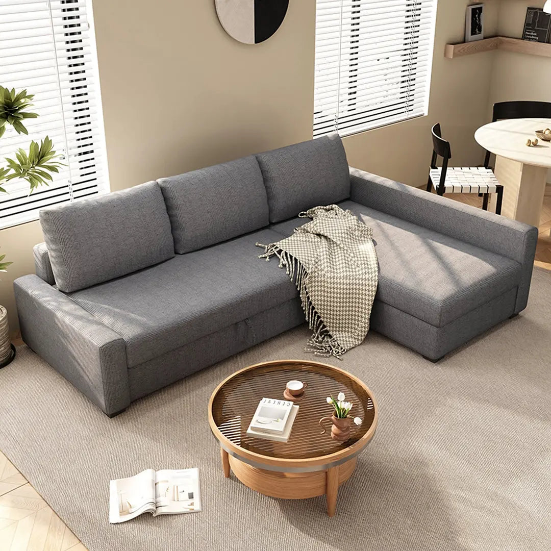 Edwards Three Seater Corner Sofa Bed With Storage, Linen Luxepalace.co.uk