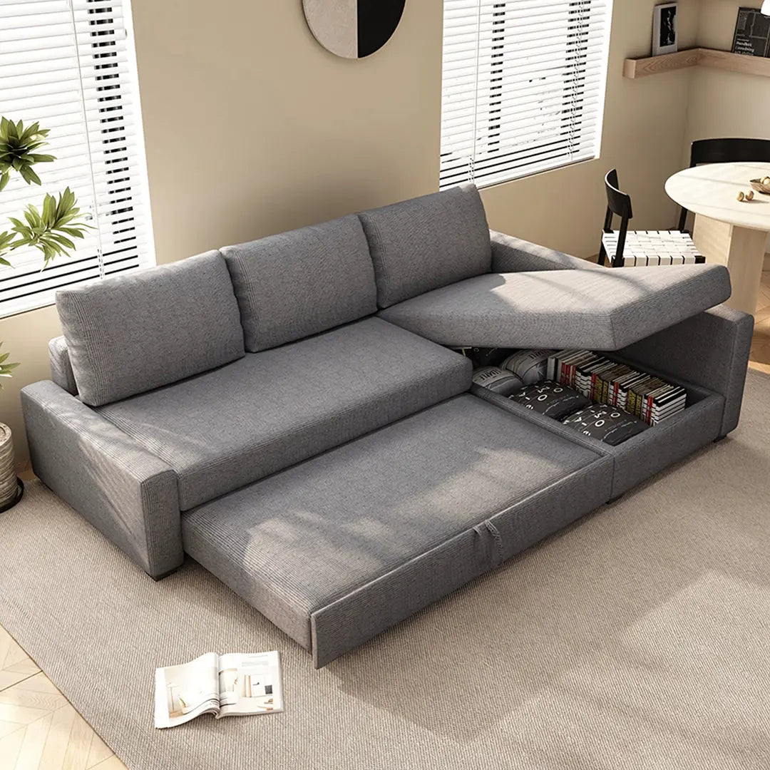 Edwards Three Seater Corner Sofa Bed With Storage, Linen Luxepalace.co.uk