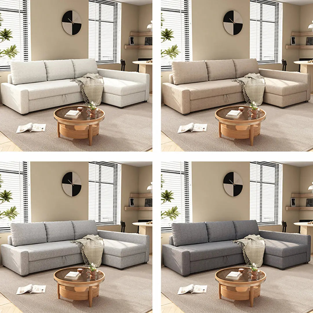 Edwards Three Seater Corner Sofa Bed With Storage, Linen Luxepalace.co.uk