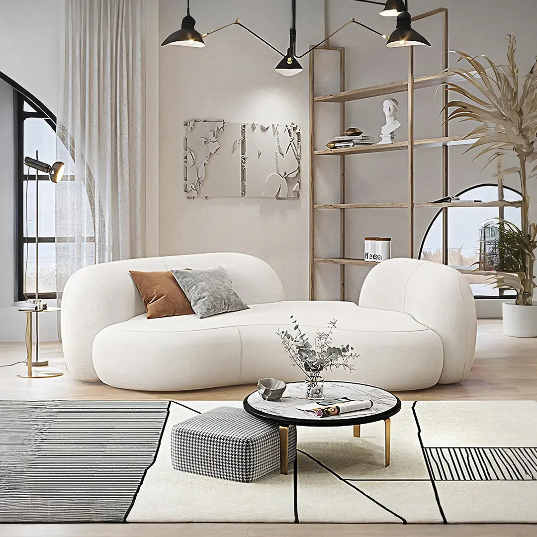 Elara Modern Curved Two Seater, Three Seater Sofa, Boucle Luxepalace.co.uk