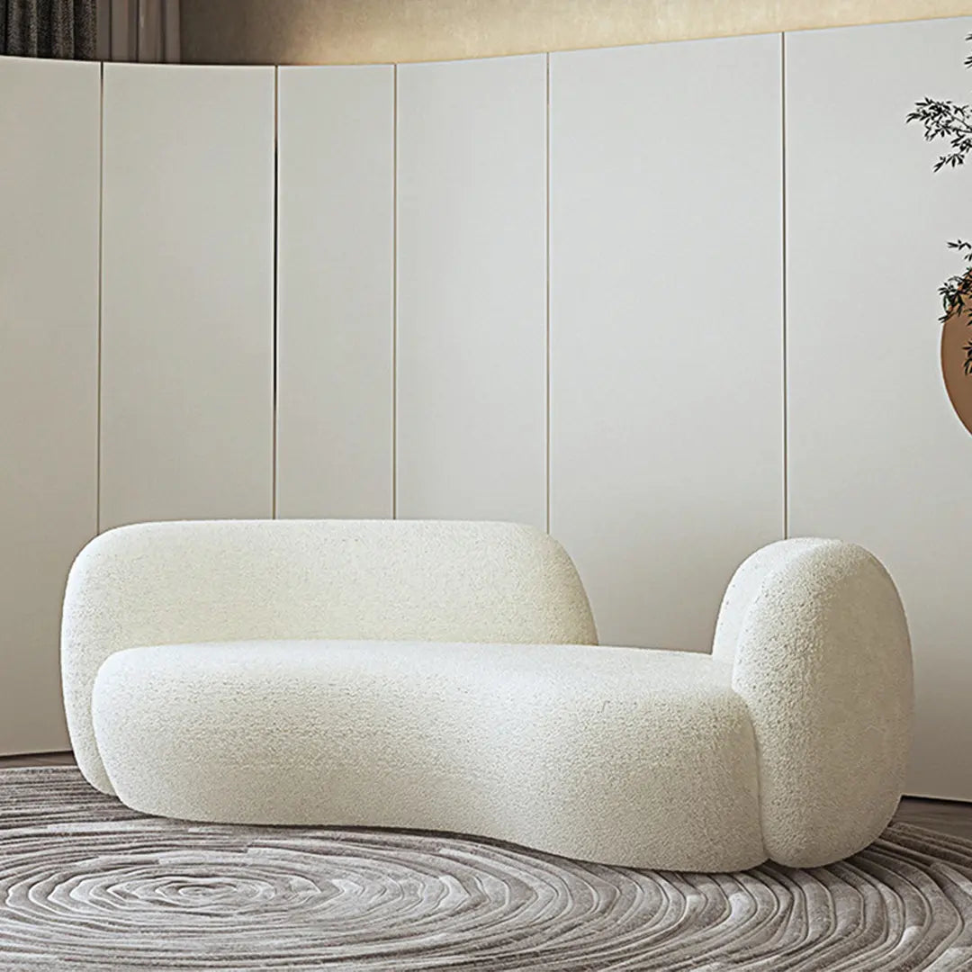 Elara Modern Curved Two Seater, Three Seater Sofa, Boucle Luxepalace.co.uk