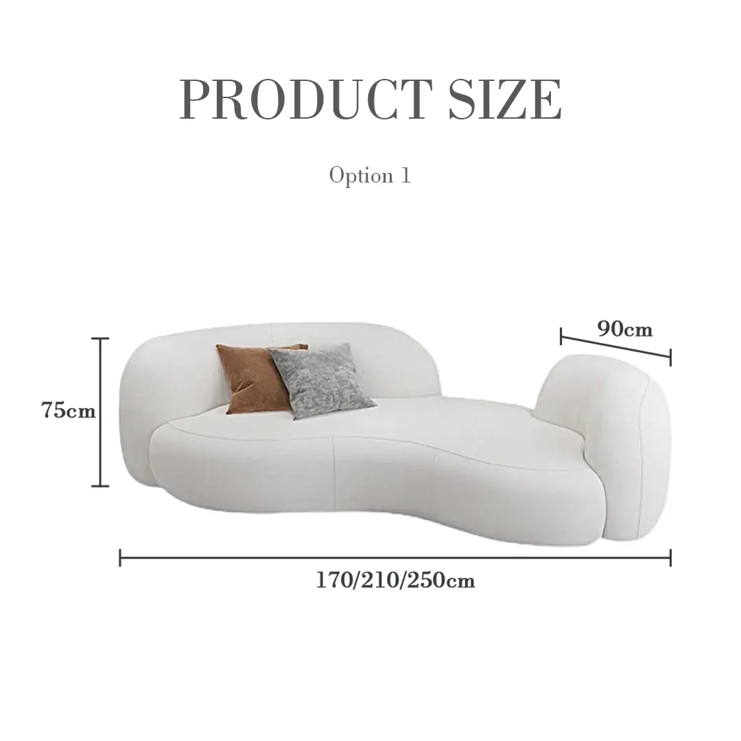 Elara Modern Curved Two Seater, Three Seater Sofa, Boucle Luxepalace.co.uk