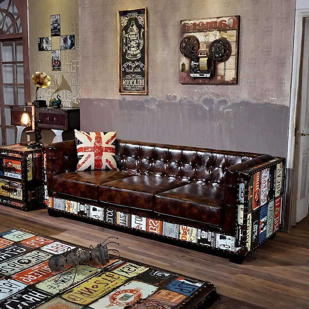 FK29 Aviator Three Seater Sofa, Real Leather Luxepalace.co.uk