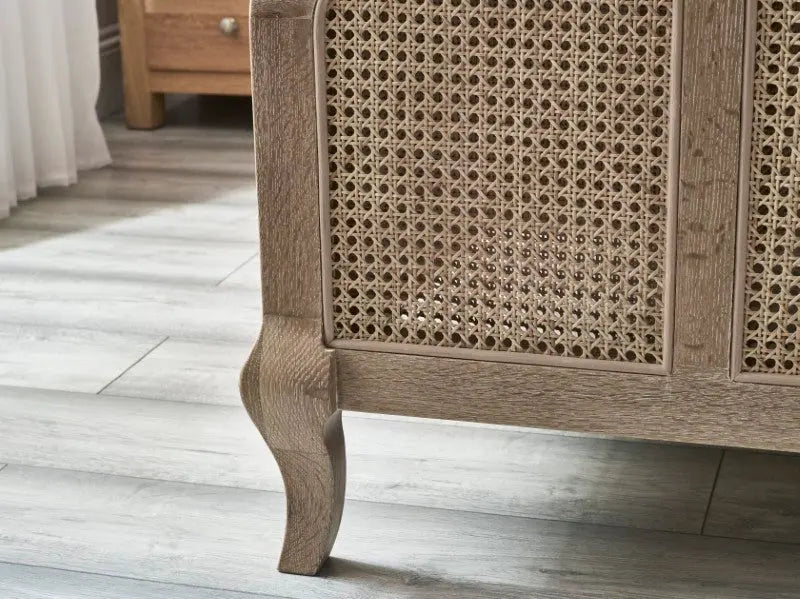 Fleur Rattan Bed 135cm - Light Oak Luxepalace