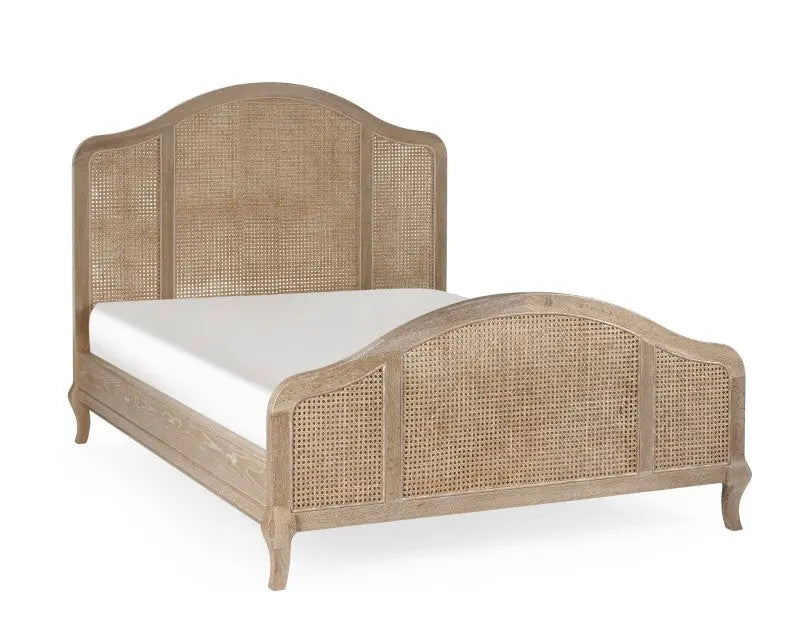 Fleur Rattan Bed 150Cm - Light Oak Luxepalace