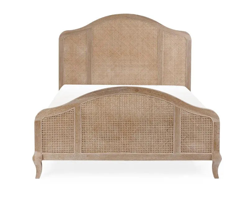 Fleur Rattan Bed 150Cm - Light Oak Luxepalace