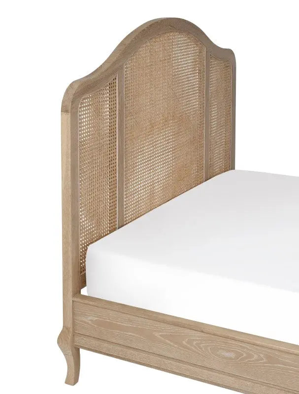 Fleur Rattan Bed 150Cm - Light Oak Luxepalace
