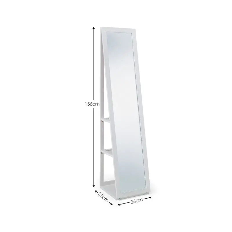 Fresco White Storage Mirror Luxepalace