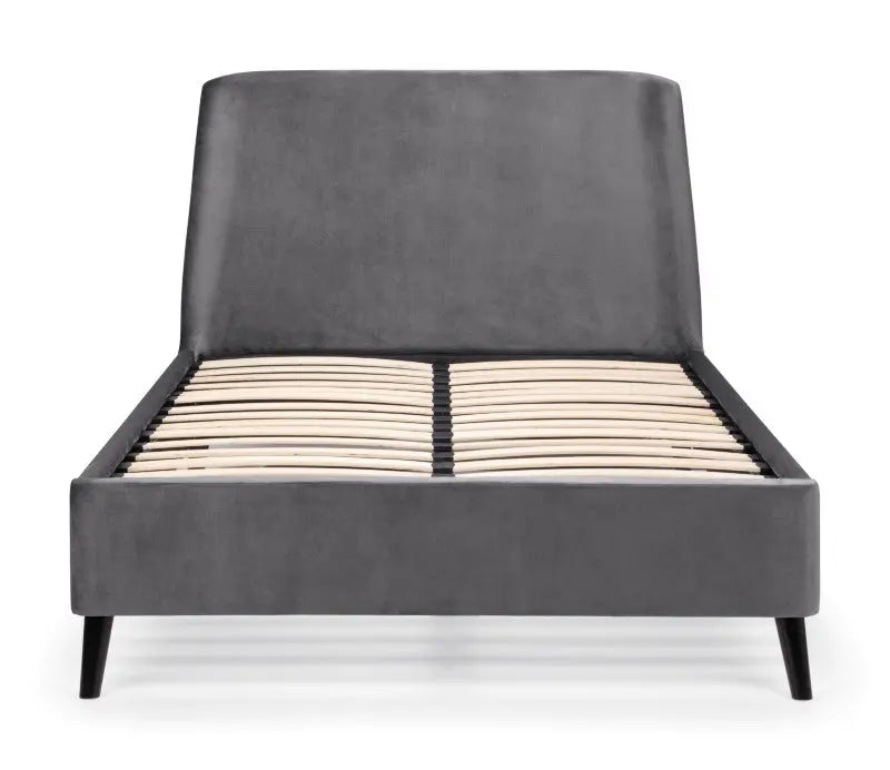 Frida Curved Velvet 135cm Double Bed - Grey Luxepalace