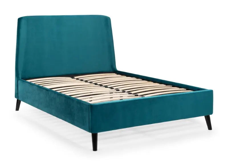 Frida Curved Velvet 135cm Double Bed - Teal Luxepalace