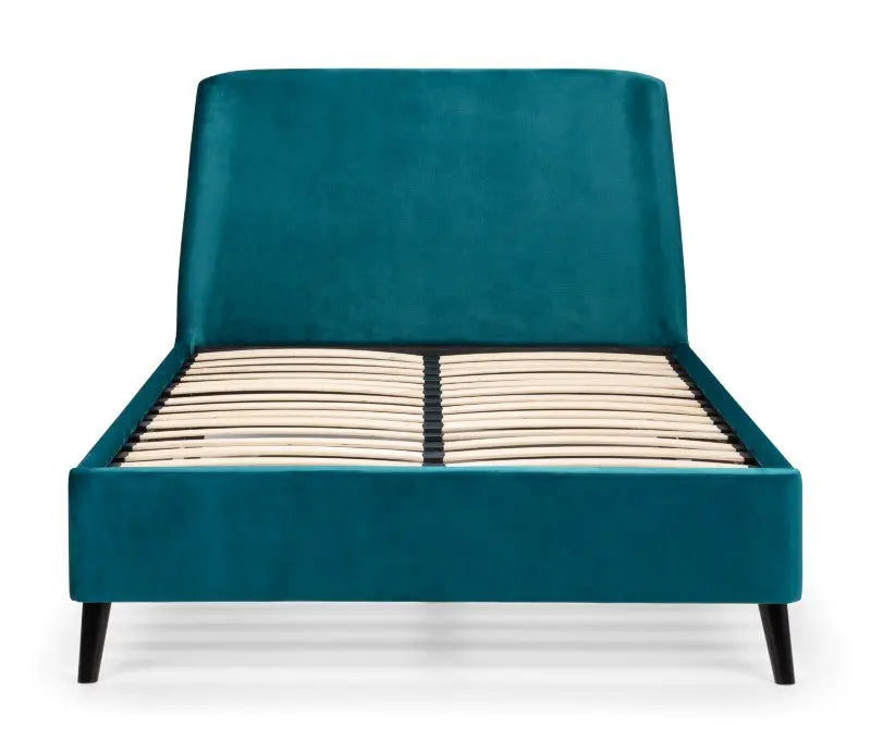 Frida Curved Velvet 135cm Double Bed - Teal Luxepalace