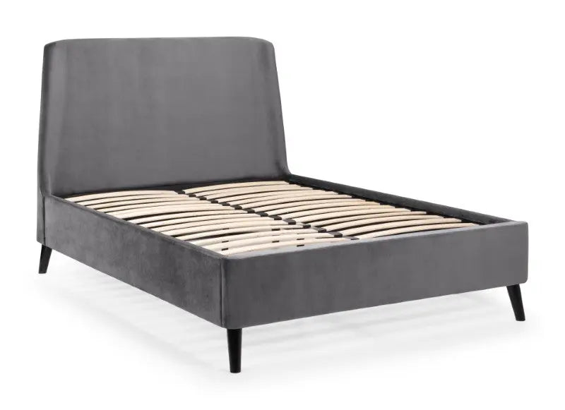 Frida Curved Velvet 150cm King Bed - Grey Luxepalace