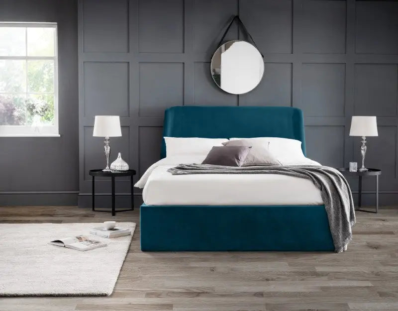 Frida Ottoman Storage 135cm Double Bed - Teal Luxepalace