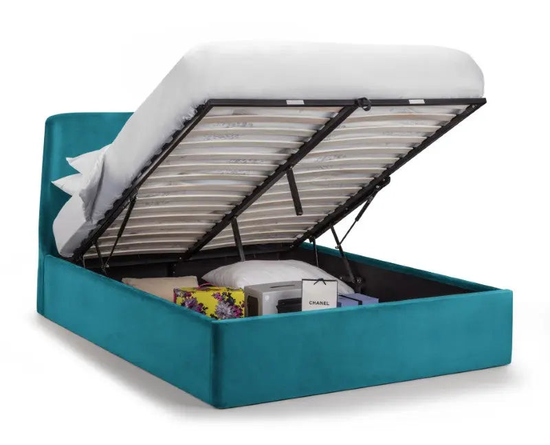 Frida Ottoman Storage 135cm Double Bed - Teal Luxepalace