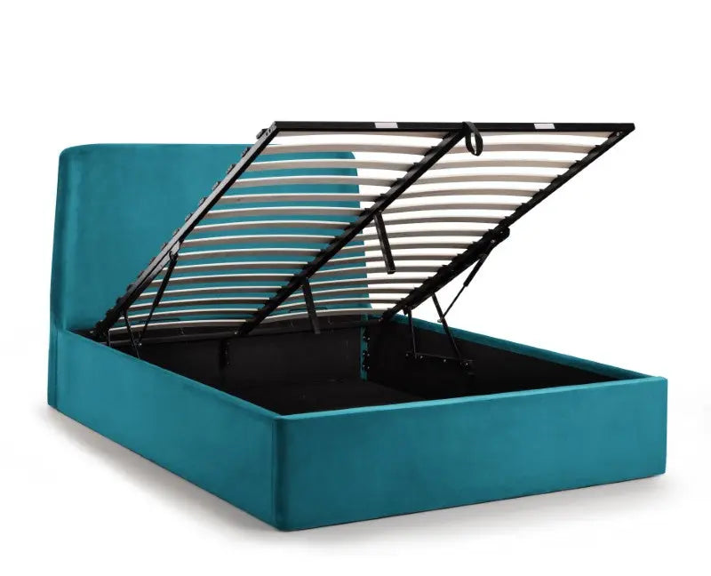 Frida Ottoman Storage 135cm Double Bed - Teal Luxepalace