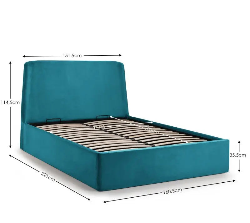 Frida Ottoman Storage 150cm King Bed - Teal Luxepalace