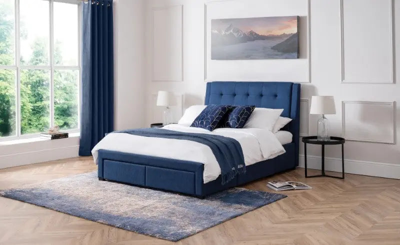 Fullerton 4 Drawer 150cm King Bed Blue Luxepalace