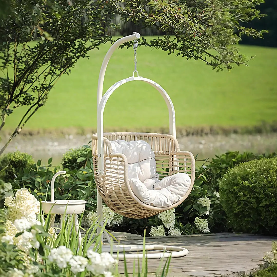 Galilea Rattan Garden Hanging Egg Chair with Stand, Indoor / Outdoor Furniture Luxepalace.co.uk