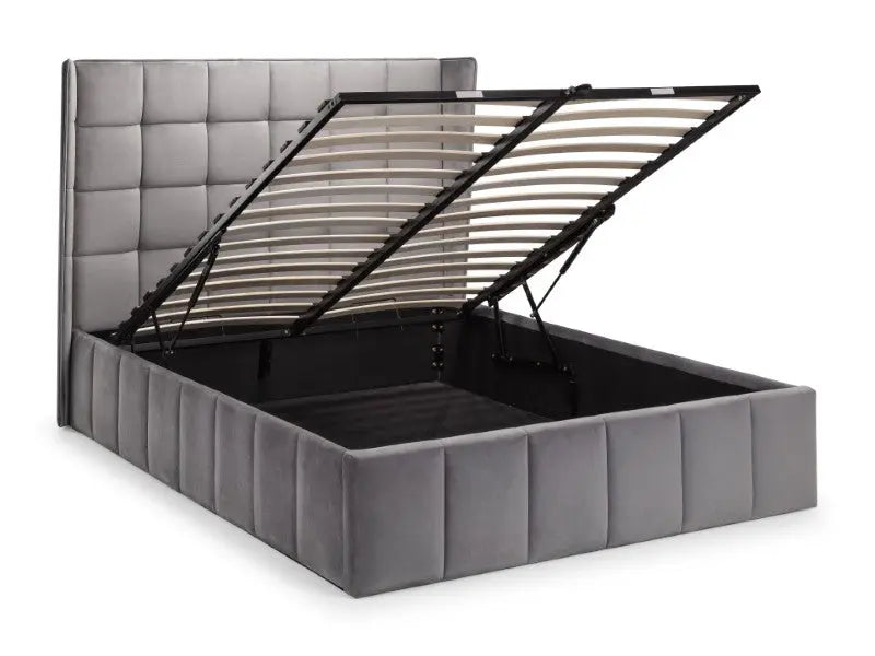 Gatsby Ottoman Storage 150cm King Bed - Light Grey Luxepalace