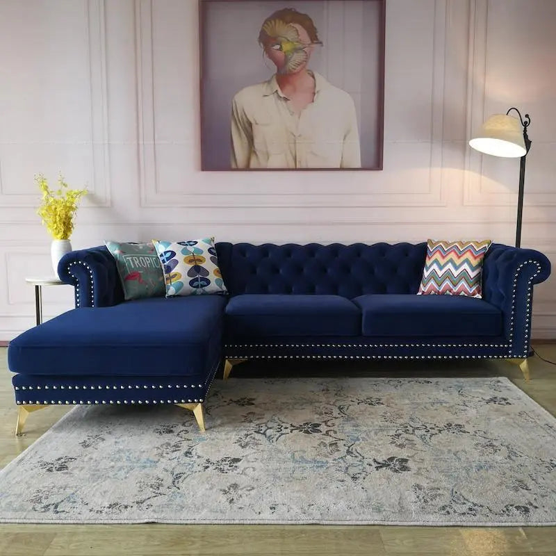 Glamour Three Seater Corner Sofa, Velvet Luxepalace.co.uk