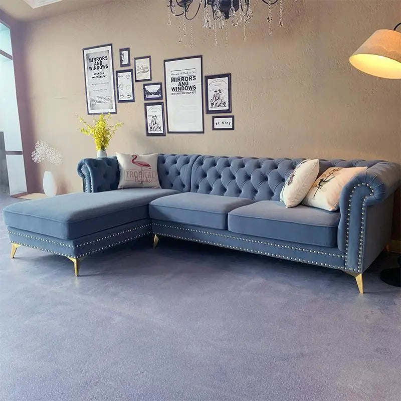 Glamour Three Seater Corner Sofa, Velvet Luxepalace.co.uk