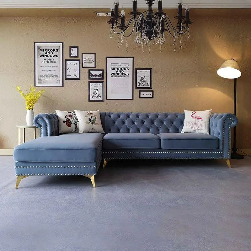 Glamour Three Seater Corner Sofa, Velvet Luxepalace.co.uk