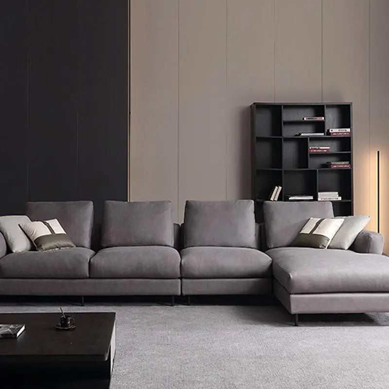 H92 Grey Four Seater Corner Sofa, Leathaire, Multiple Color Luxepalace.co.uk