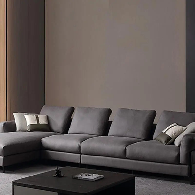 H92 Grey Four Seater Corner Sofa, Leathaire, Multiple Color Luxepalace.co.uk