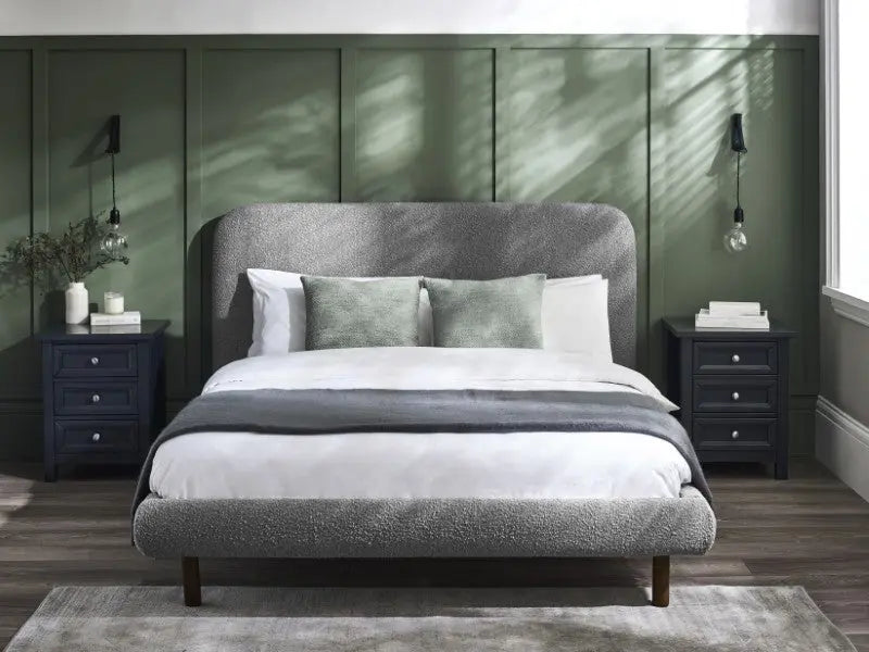 Hannah King Bed 150Cm - Grey Boucle Luxepalace