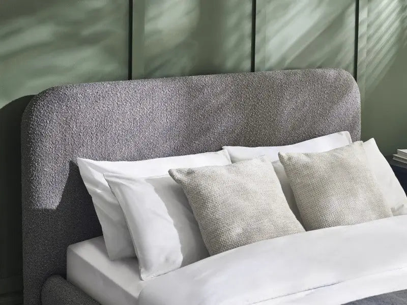 Hannah King Bed 150Cm - Grey Boucle Luxepalace
