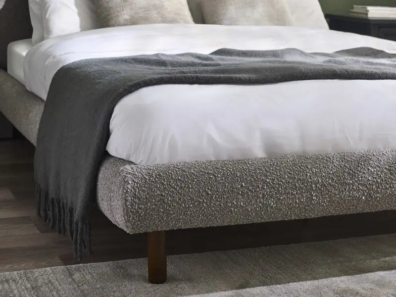 Hannah King Bed 150Cm - Grey Boucle Luxepalace