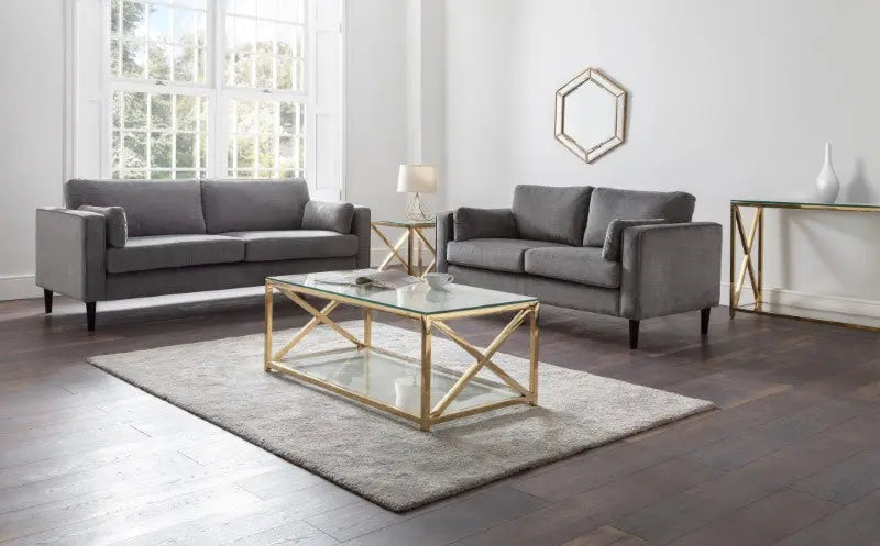 Hayward 2 Seater - Grey Chenille Fabric Luxepalace