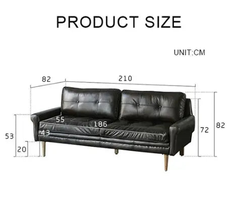 Hemenway Two Seater Sofa, Full Grain Leather Luxepalace.co.uk