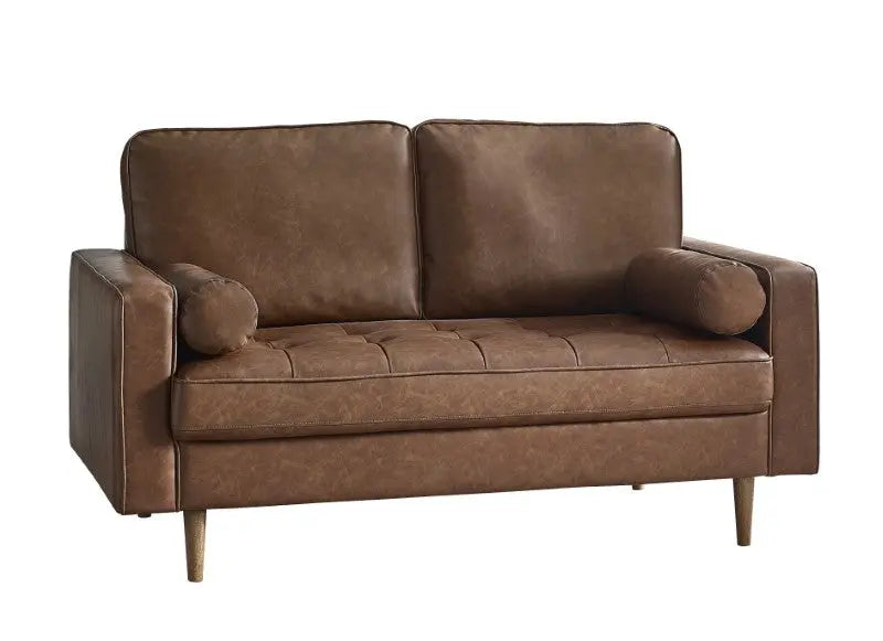 Henley 2 Seater Sofa Brown Faux Leather Luxepalace