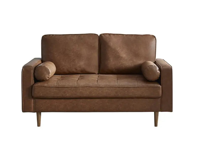 Henley 2 Seater Sofa Brown Faux Leather Luxepalace
