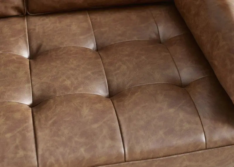 Henley 2 Seater Sofa Brown Faux Leather Luxepalace