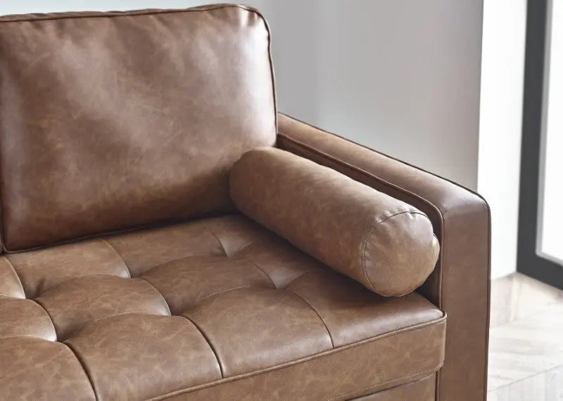 Henley 2 Seater Sofa Brown Faux Leather Luxepalace