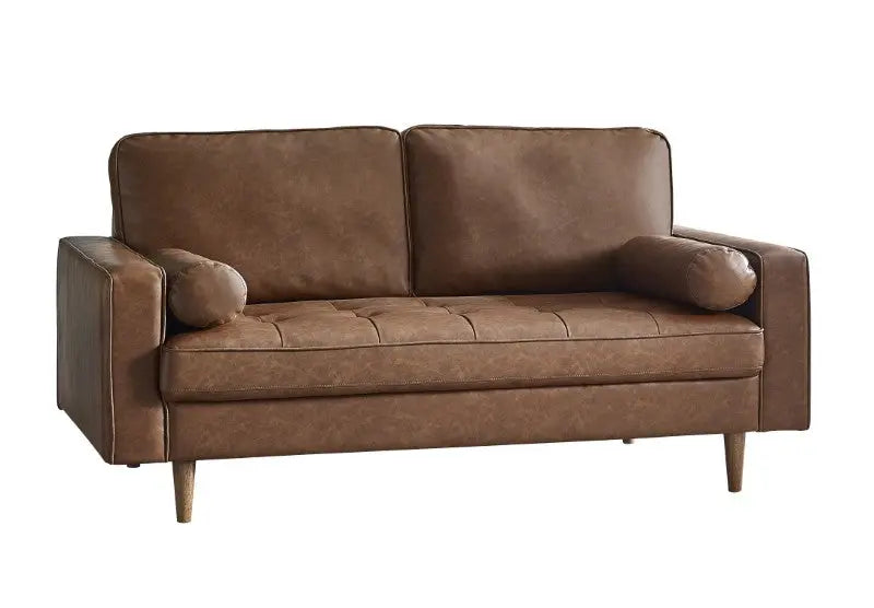 Henley 3 Seater Sofa Brown Faux Leather Luxepalace