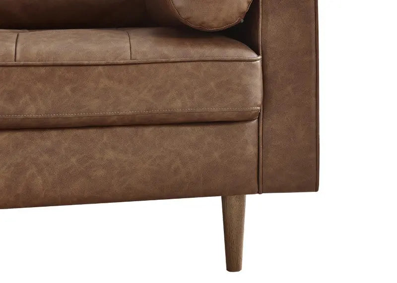 Henley 3 Seater Sofa Brown Faux Leather Luxepalace