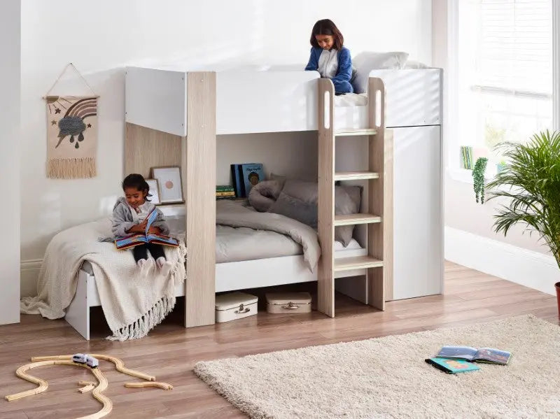 Horizon Bunk Bed - Pale Wood And White Luxepalace