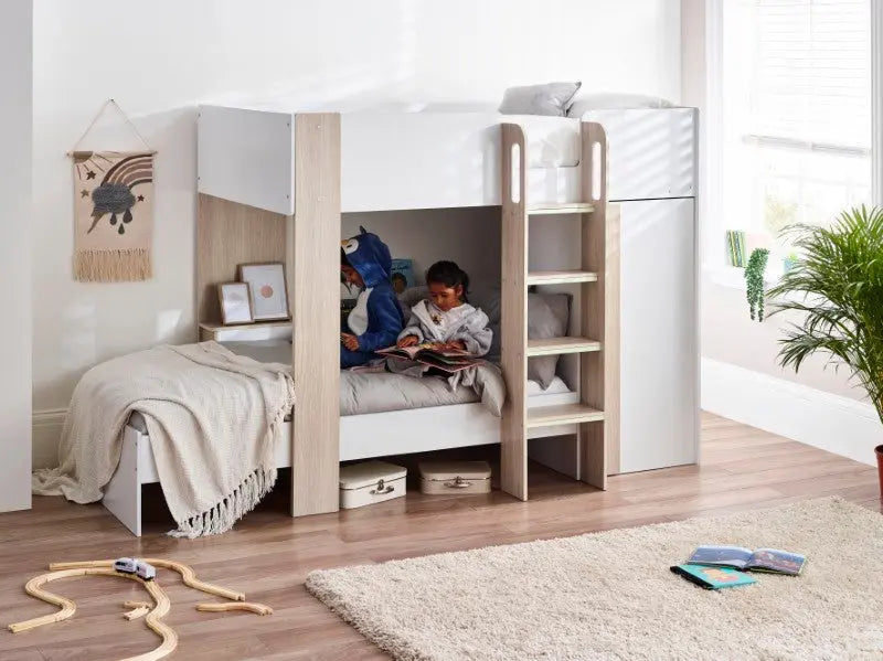 Horizon Bunk Bed - Pale Wood And White Luxepalace