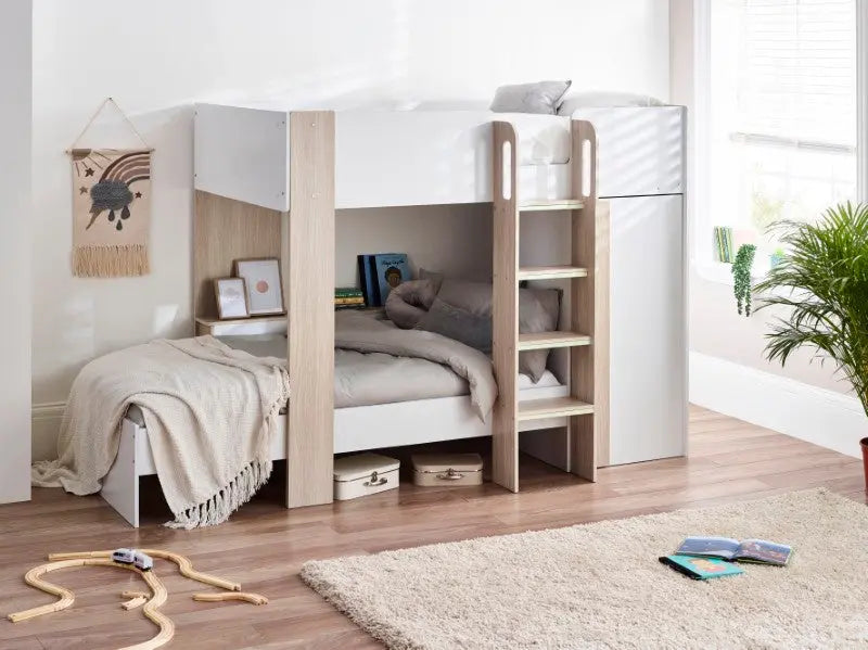 Horizon Bunk Bed - Pale Wood And White Luxepalace