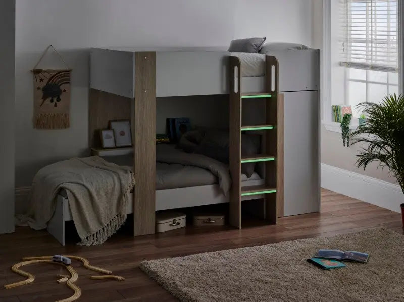 Horizon Bunk Bed - Pale Wood And White Luxepalace