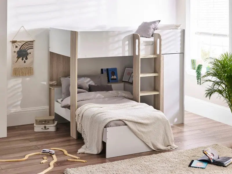 Horizon Bunk Bed - Pale Wood And White Luxepalace