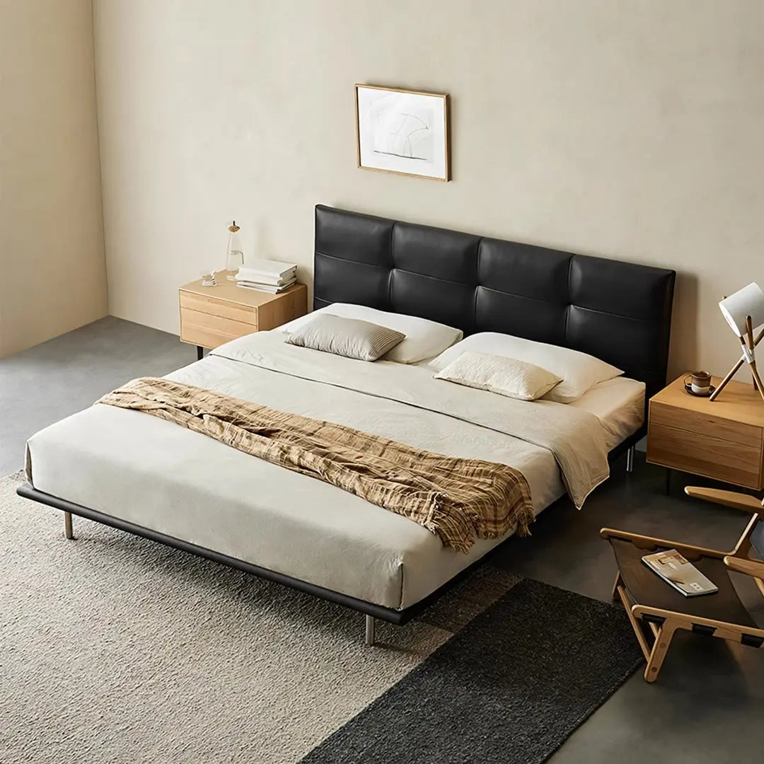 Ines Floating Bed, King Size, Super King Size Bed, Real Leather Luxepalace.co.uk