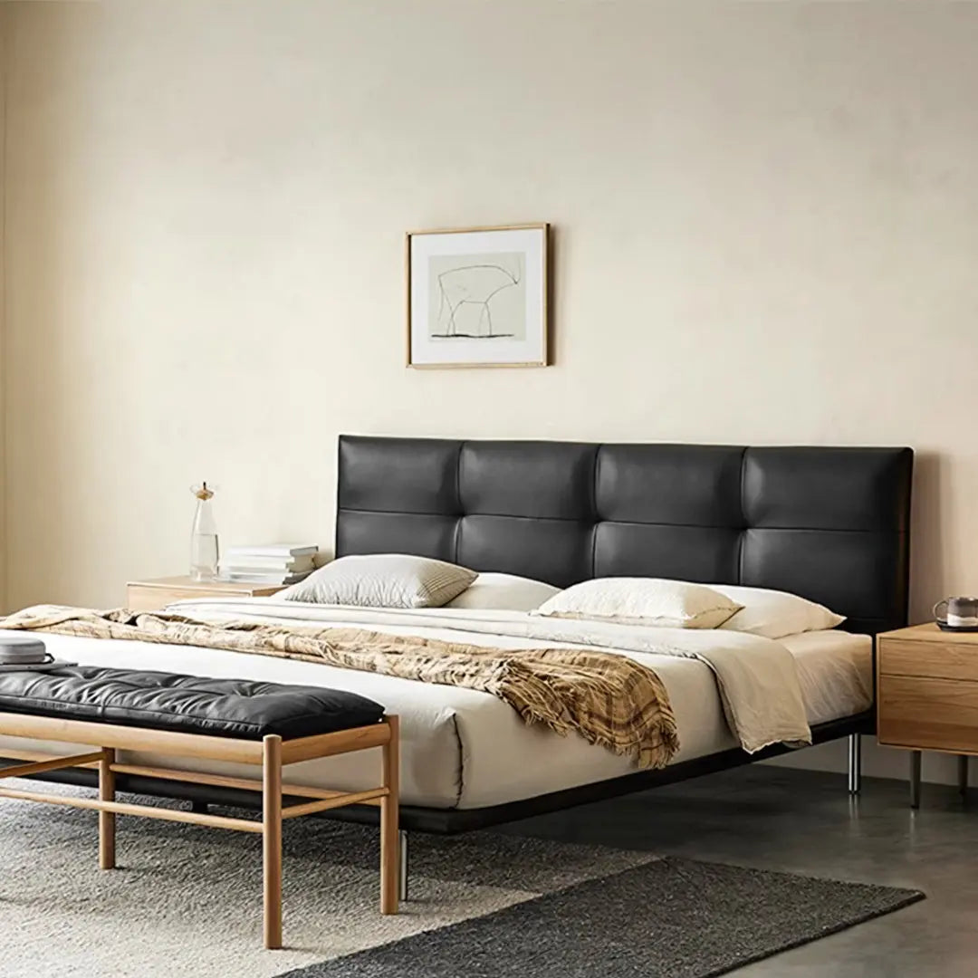 Ines Floating Bed, King Size, Super King Size Bed, Real Leather Luxepalace.co.uk