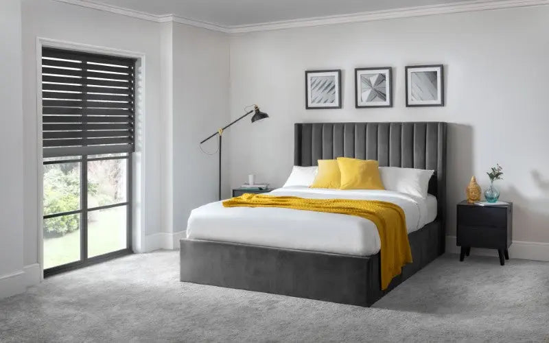 Langham Ottoman Storage 135cm Double Bed - Grey Luxepalace